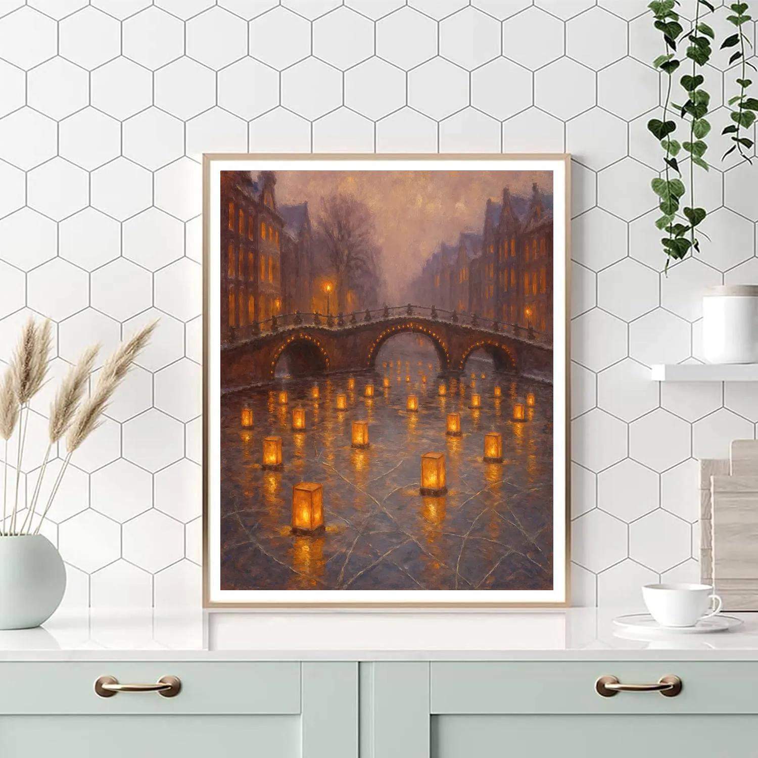 Holiday Lanterns On The Frozen Canal paint by color