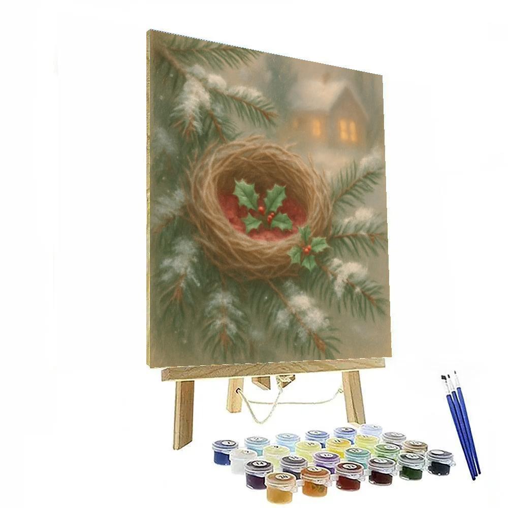 Christmas Nest In The Evergreen Bough Numbered painting kits