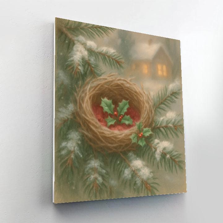 Christmas Nest In The Evergreen Bough Numbered painting kits