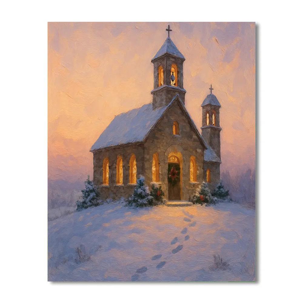 Winter Church Bells At First Light paint by color