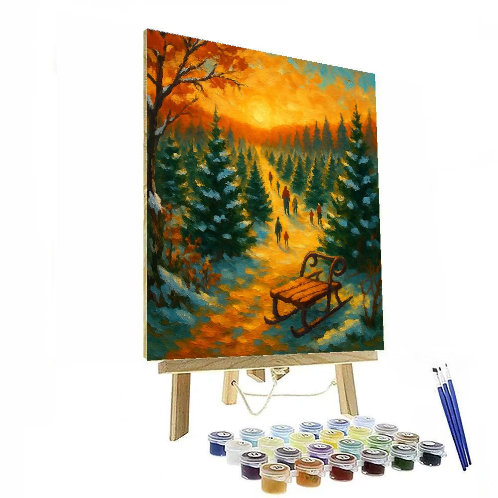 Christmas Tree Farm At Golden Hour DIY paint by numbers
