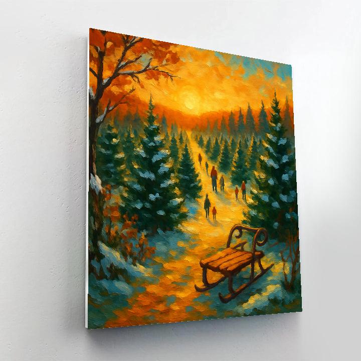 Christmas Tree Farm At Golden Hour DIY paint by numbers