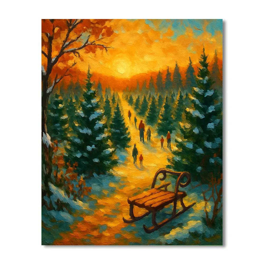 Christmas Tree Farm At Golden Hour DIY paint by numbers