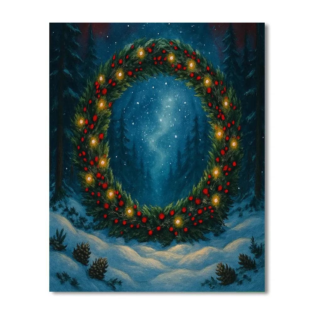 Snowy Forest Stargate Of Wreaths Numbered painting kits