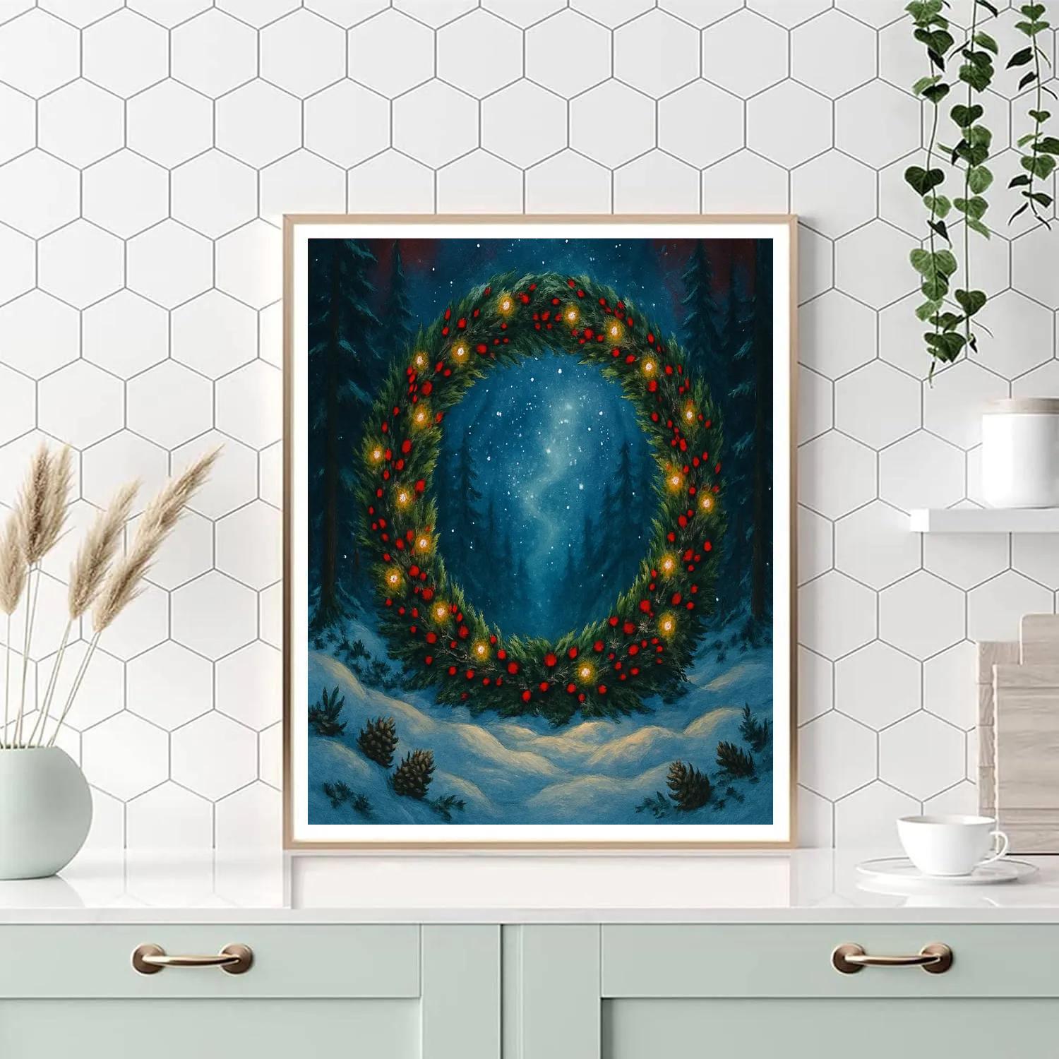 Snowy Forest Stargate Of Wreaths Numbered painting kits
