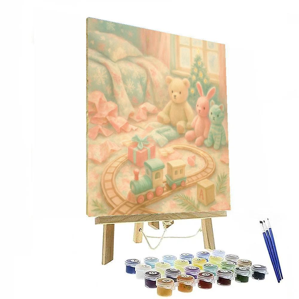 Christmas Morning Train Through The Nursery paint by numbers