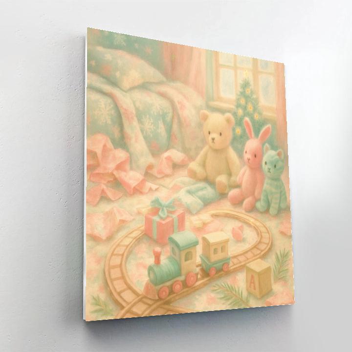 Christmas Morning Train Through The Nursery paint by numbers