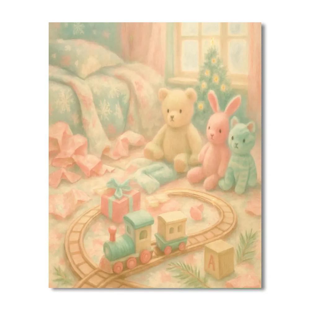 Christmas Morning Train Through The Nursery paint by numbers