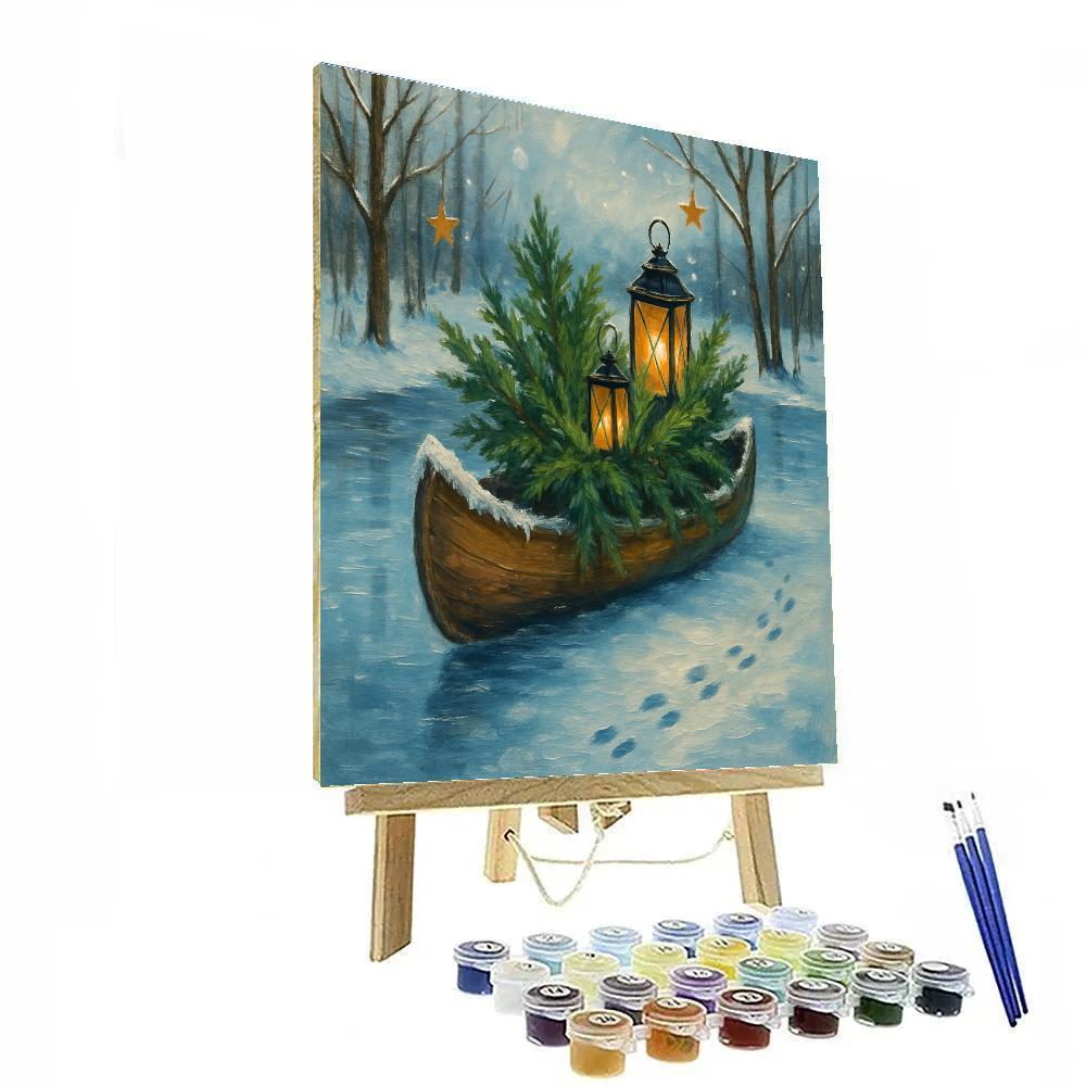 Christmas Canoe On The Frozen River Numbered painting kits
