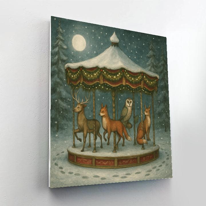 Snowy Carousel Of Forest Animals Painting by numbers kit