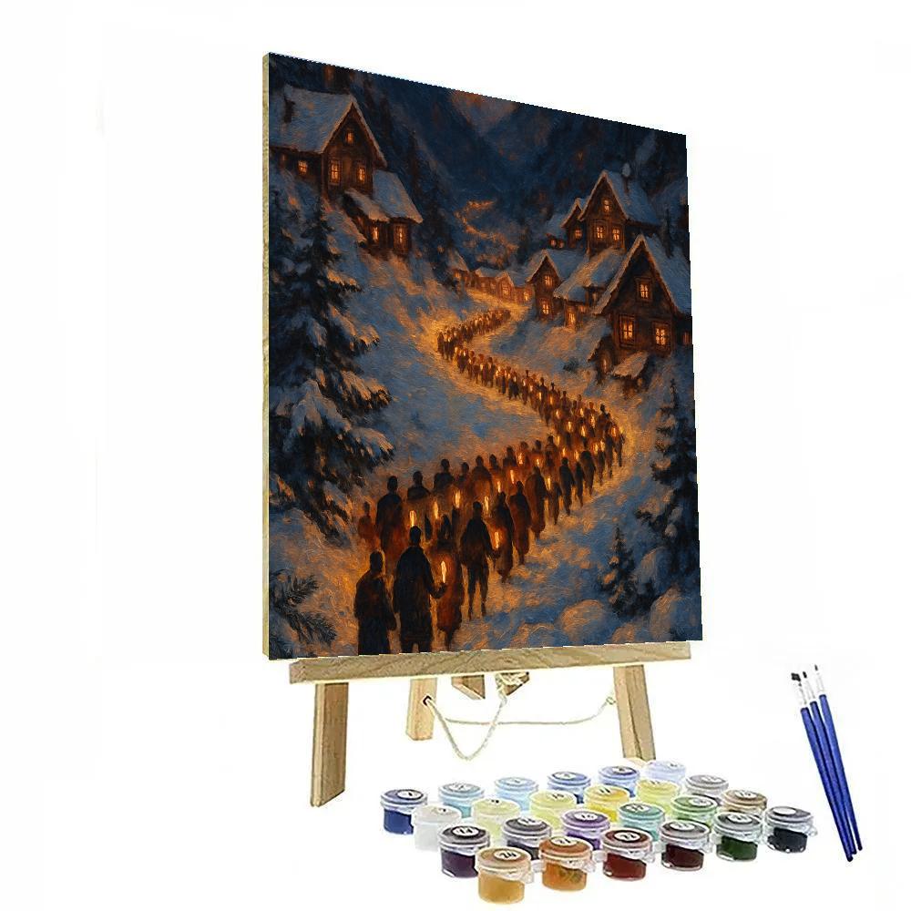 Mountain Village Christmas Parade Of Lights Numbered painting kits
