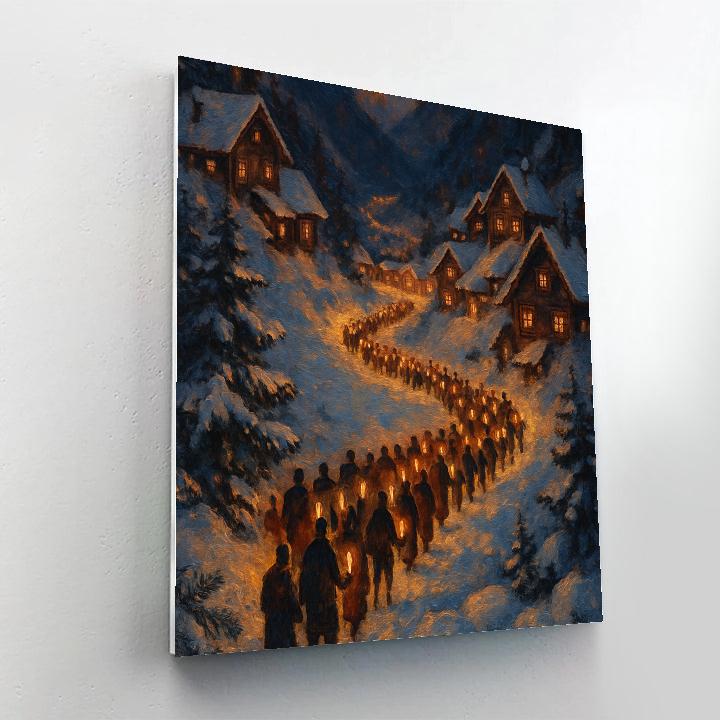 Mountain Village Christmas Parade Of Lights Numbered painting kits