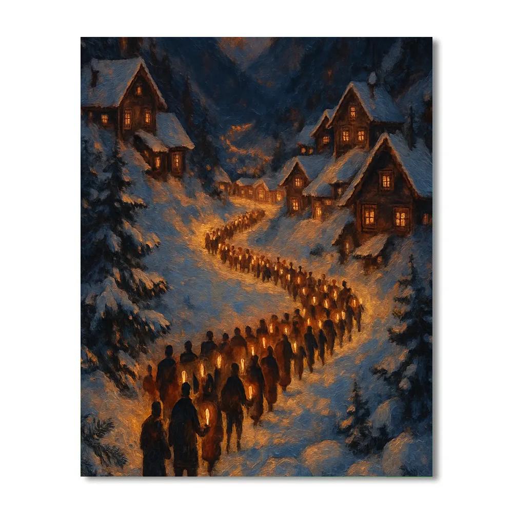 Mountain Village Christmas Parade Of Lights Numbered painting kits
