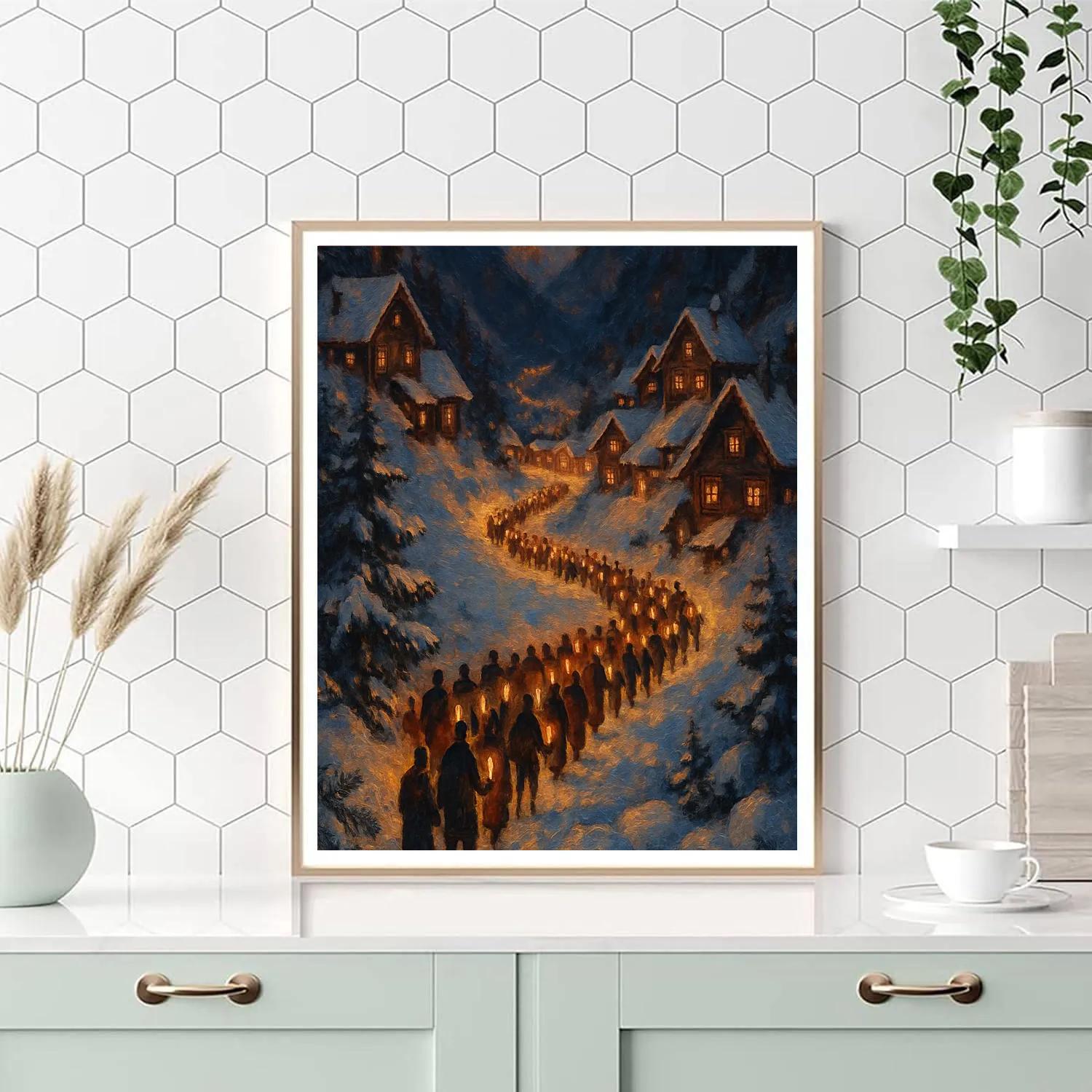Mountain Village Christmas Parade Of Lights Numbered painting kits