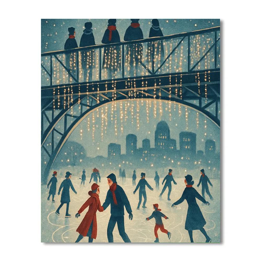 Ice Skaters Under The Glass Bridge Paint by numbers kits