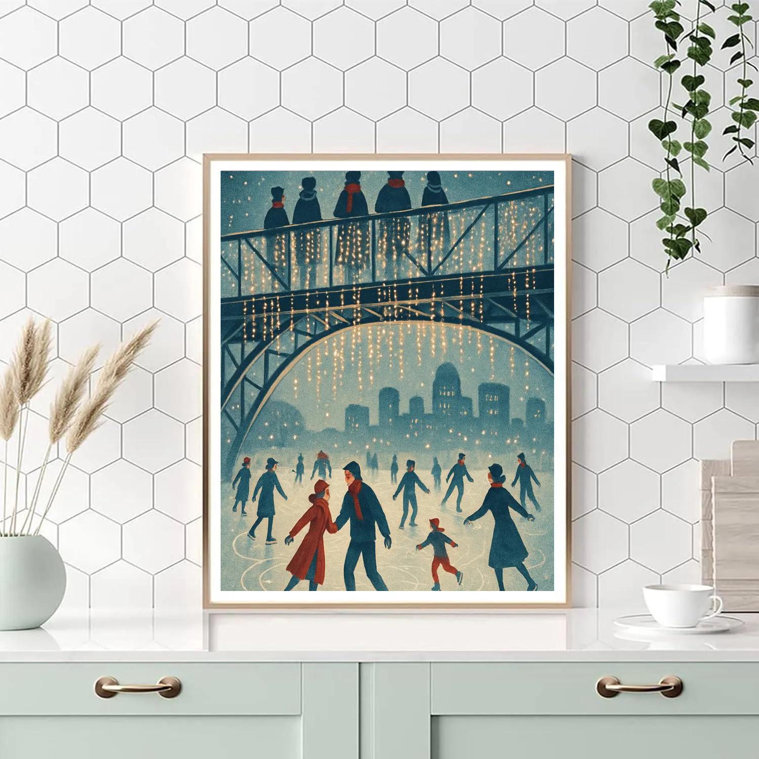 Ice Skaters Under The Glass Bridge Paint by numbers kits