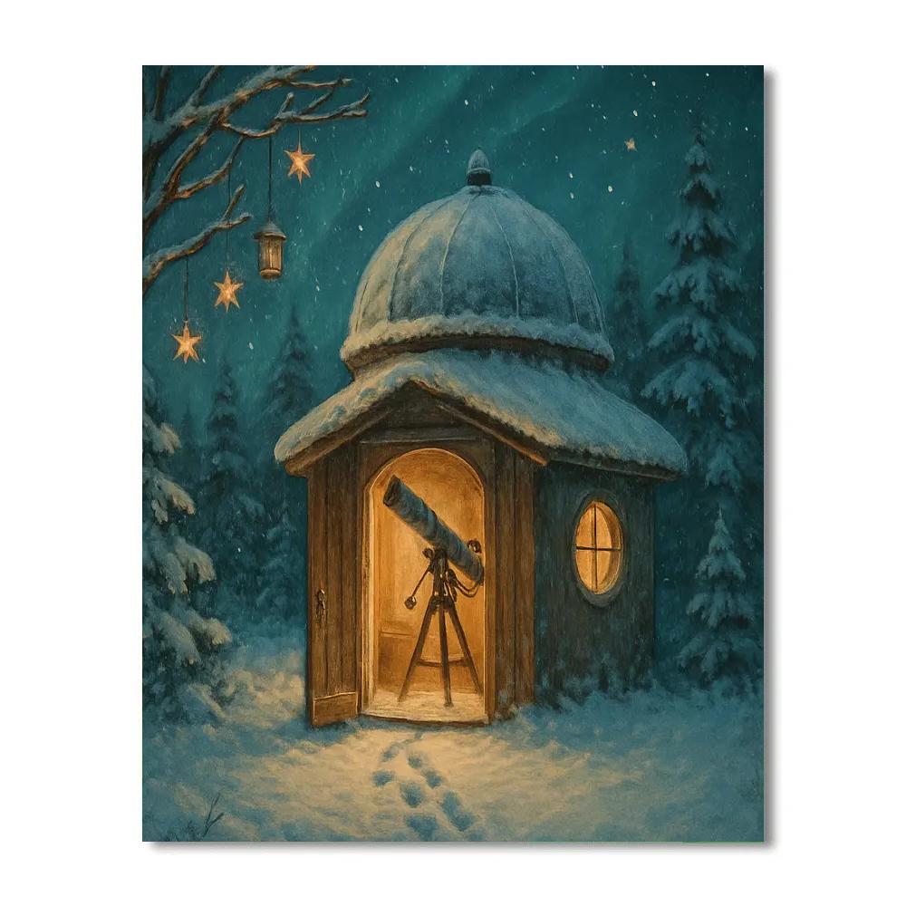 Golden Forest Christmas Observatory Numbered painting kits
