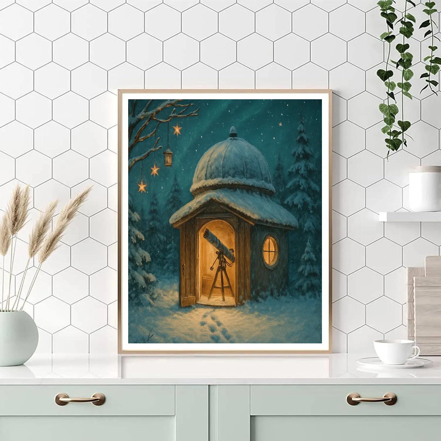 Golden Forest Christmas Observatory Numbered painting kits