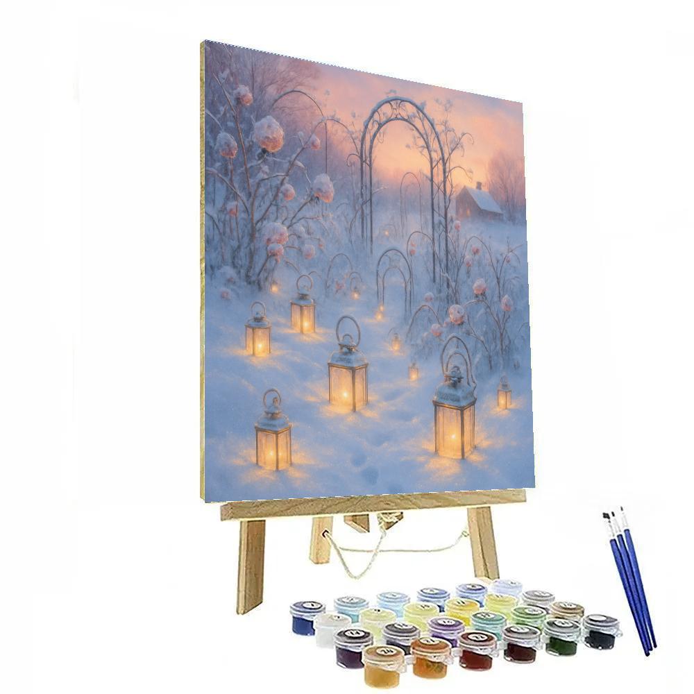 Frozen Lantern Garden At Christmas Dawn DIY paint by numbers