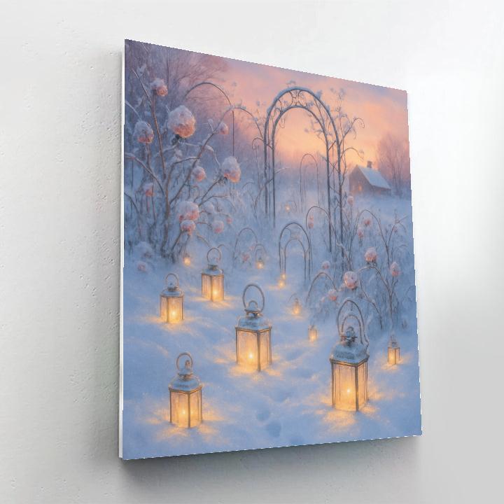Frozen Lantern Garden At Christmas Dawn DIY paint by numbers
