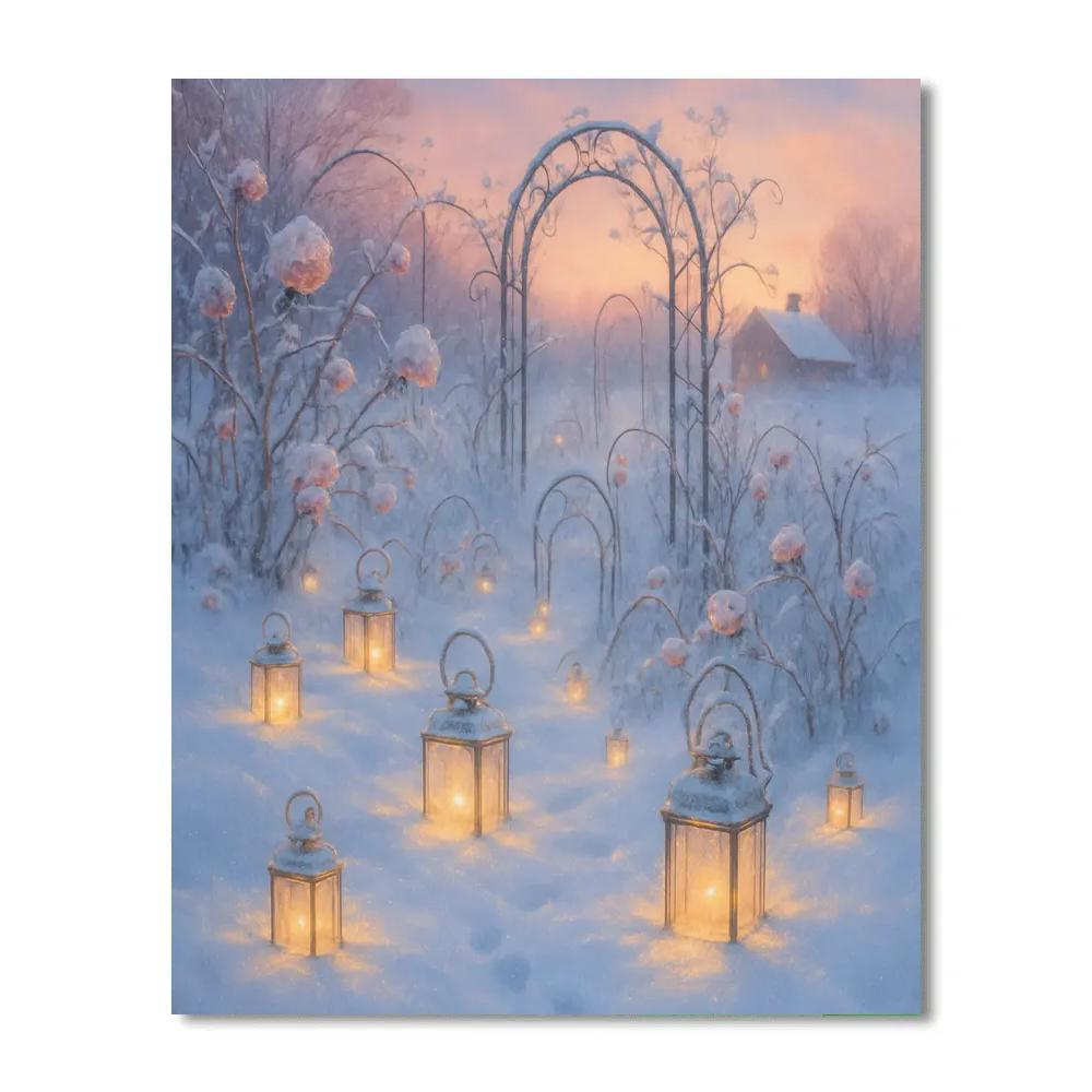 Frozen Lantern Garden At Christmas Dawn DIY paint by numbers