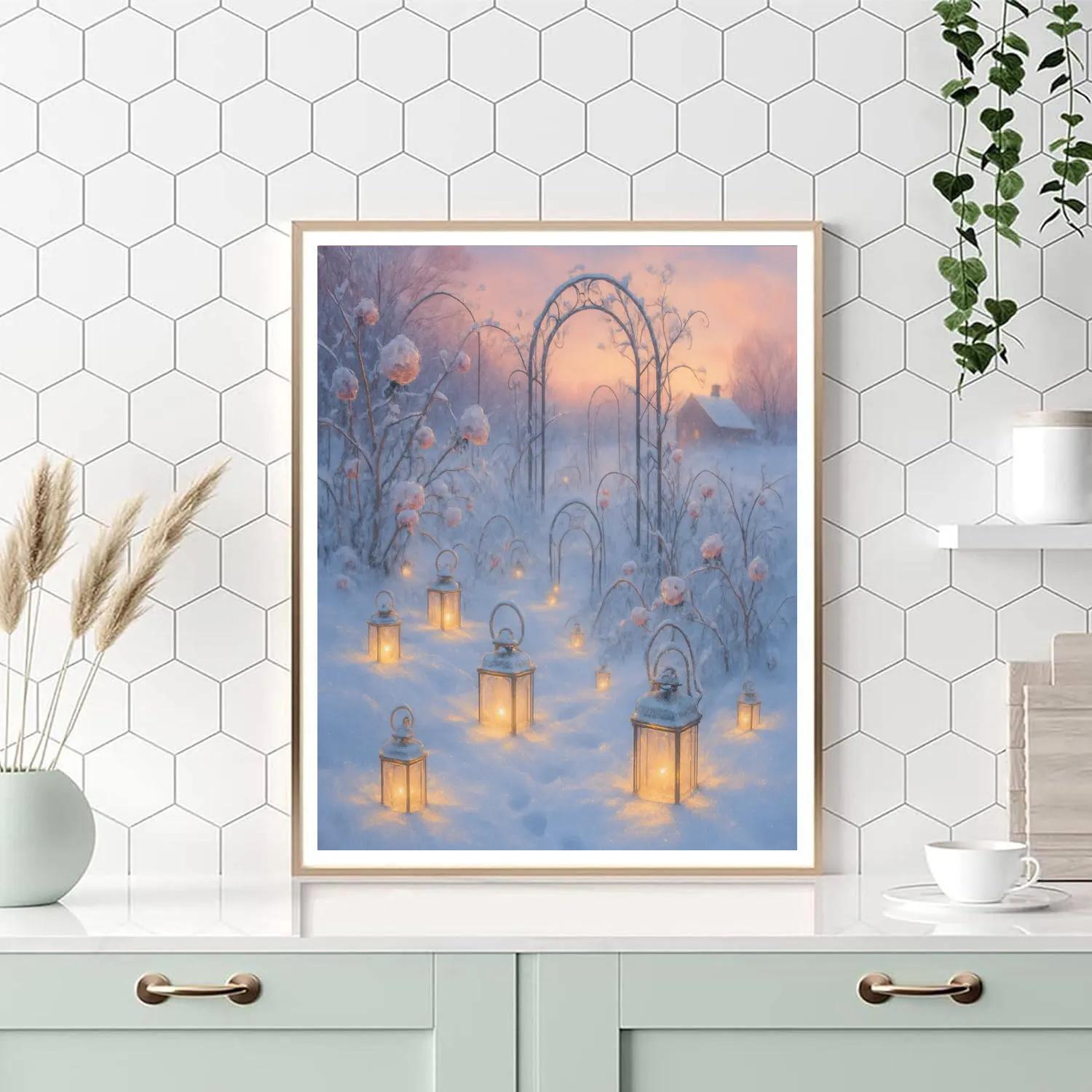 Frozen Lantern Garden At Christmas Dawn DIY paint by numbers