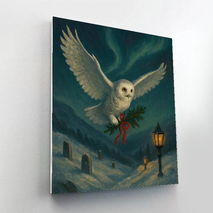 Snowy Owl Post On Christmas Ridge Number painting