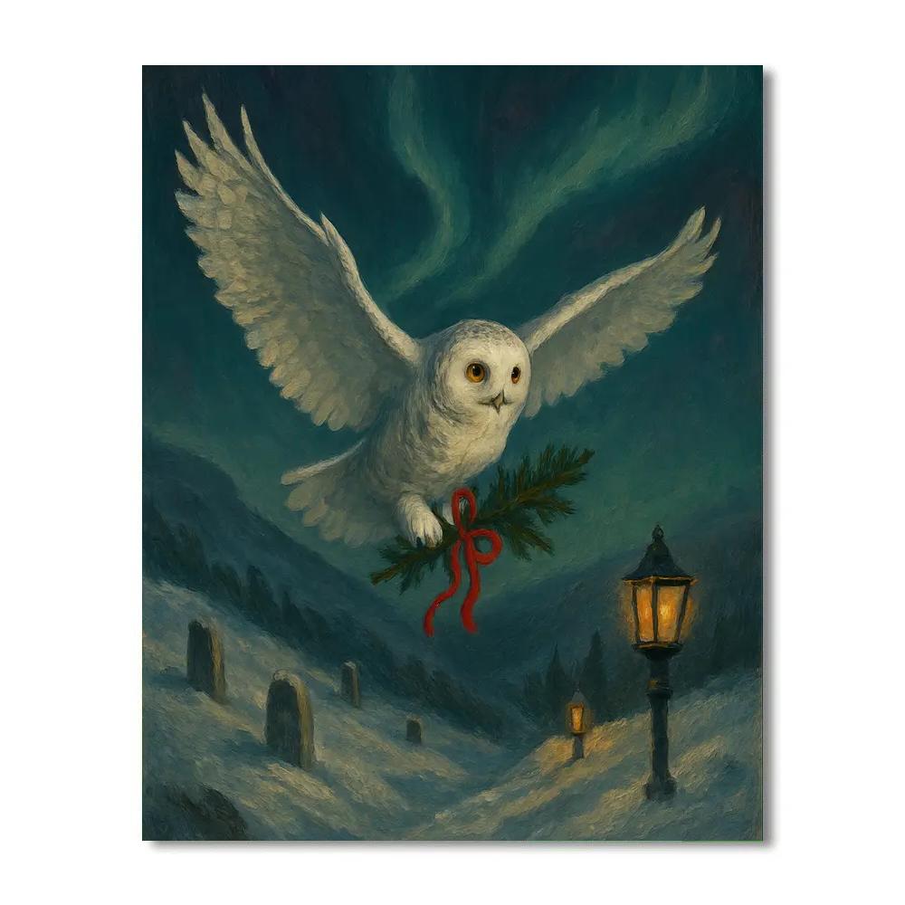 Snowy Owl Post On Christmas Ridge Number painting