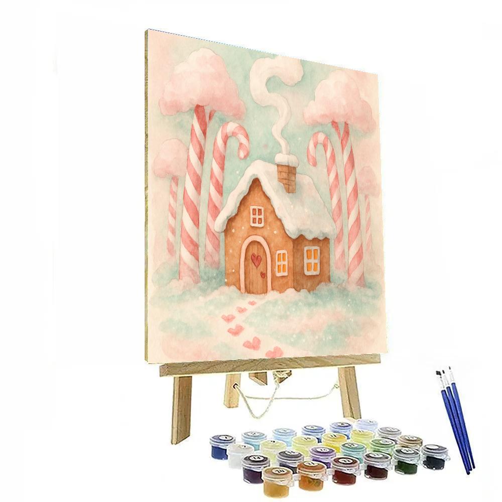 Cottage In The Candy Cane Forest paint by color