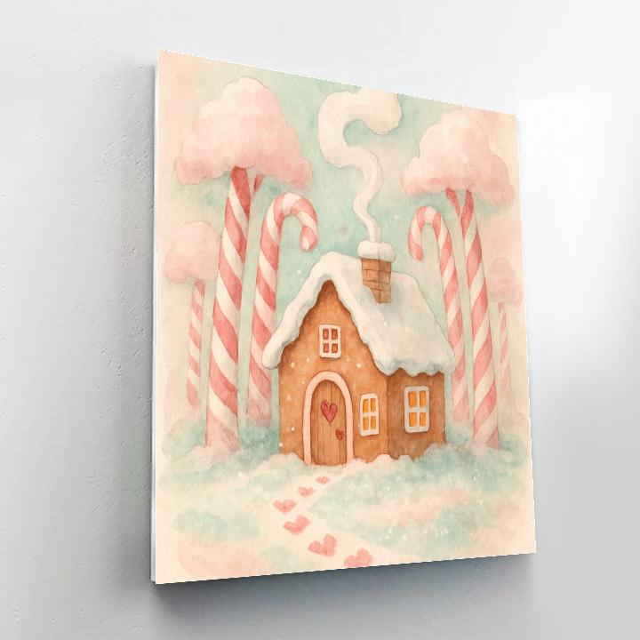 Cottage In The Candy Cane Forest paint by color