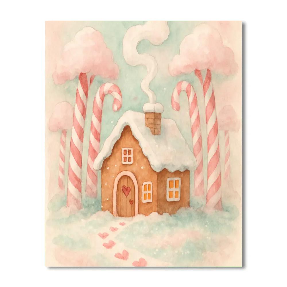 Cottage In The Candy Cane Forest paint by color