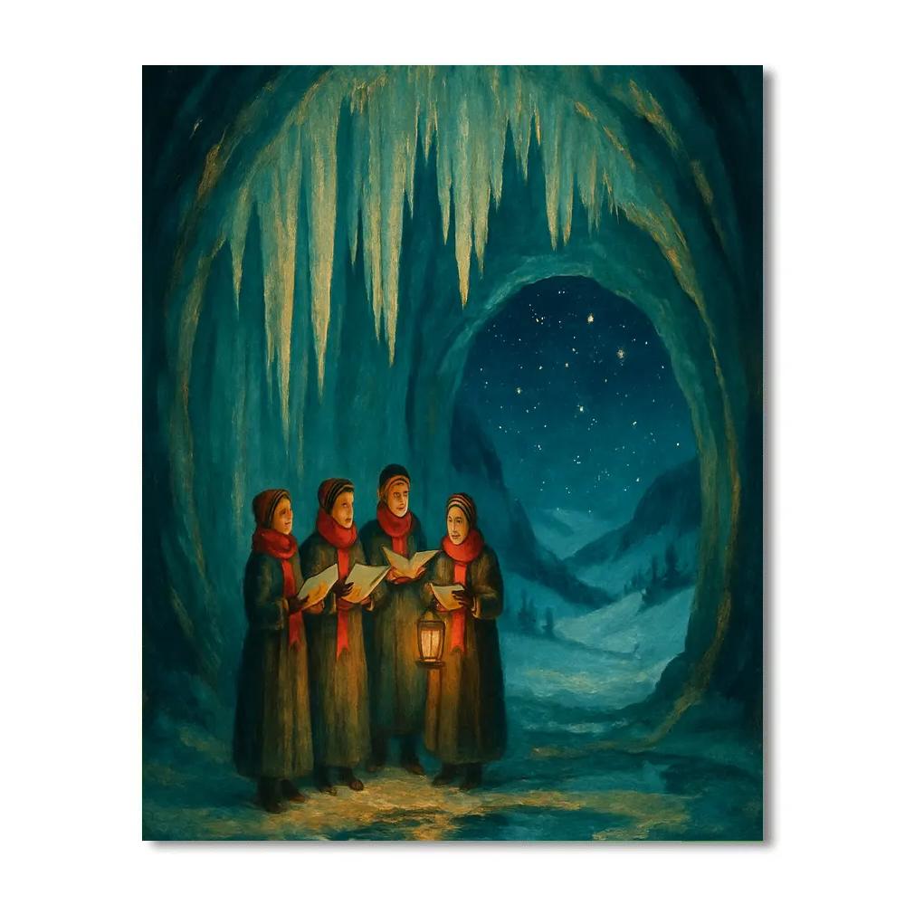 Midnight Christmas Ice Cave Choir paint by color