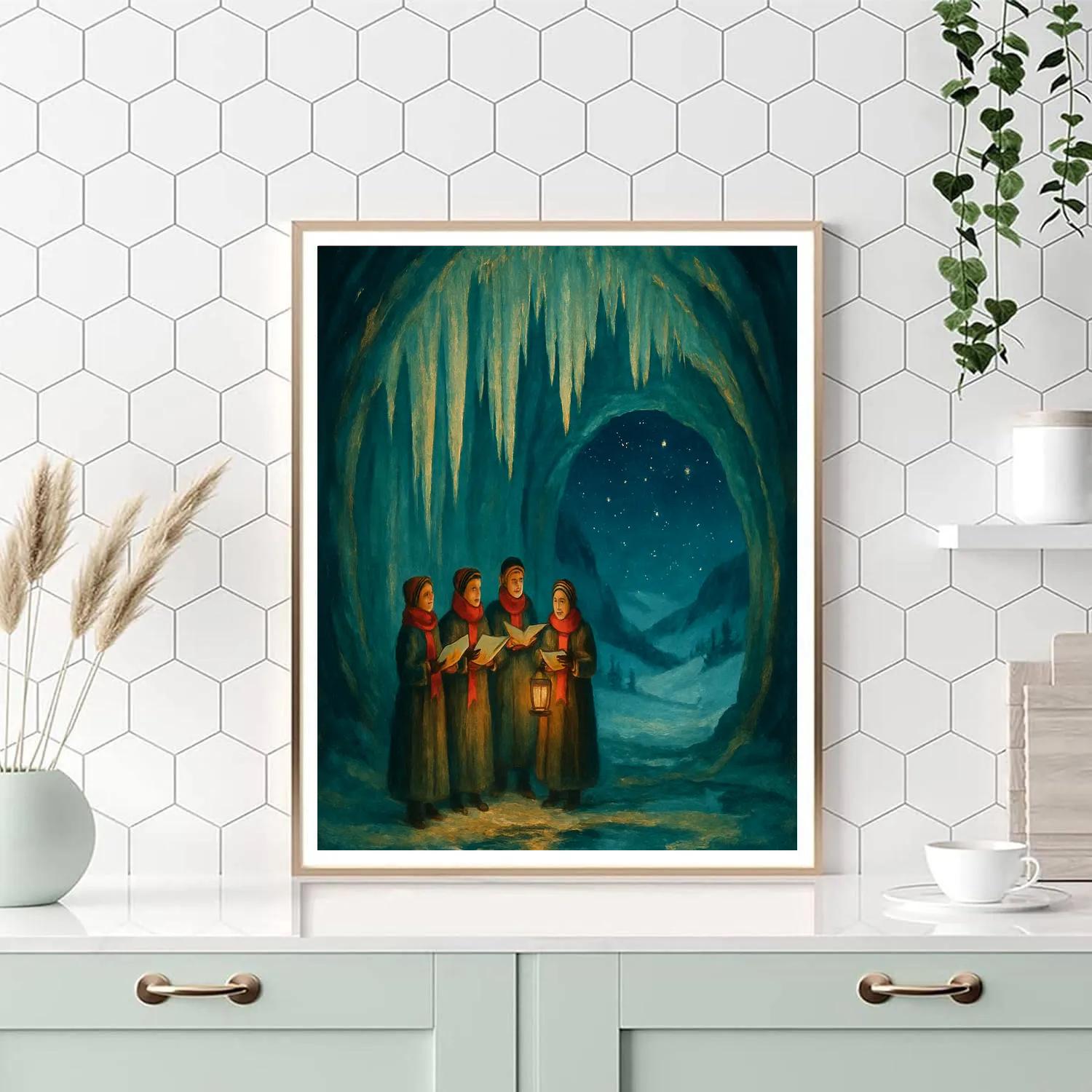 Midnight Christmas Ice Cave Choir paint by color