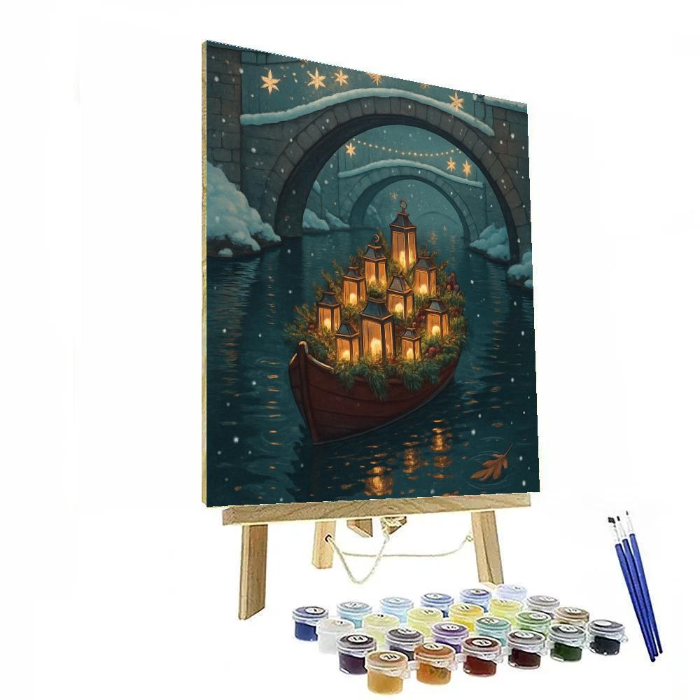 Christmas Lantern Boat On The Canal Painting by numbers kit