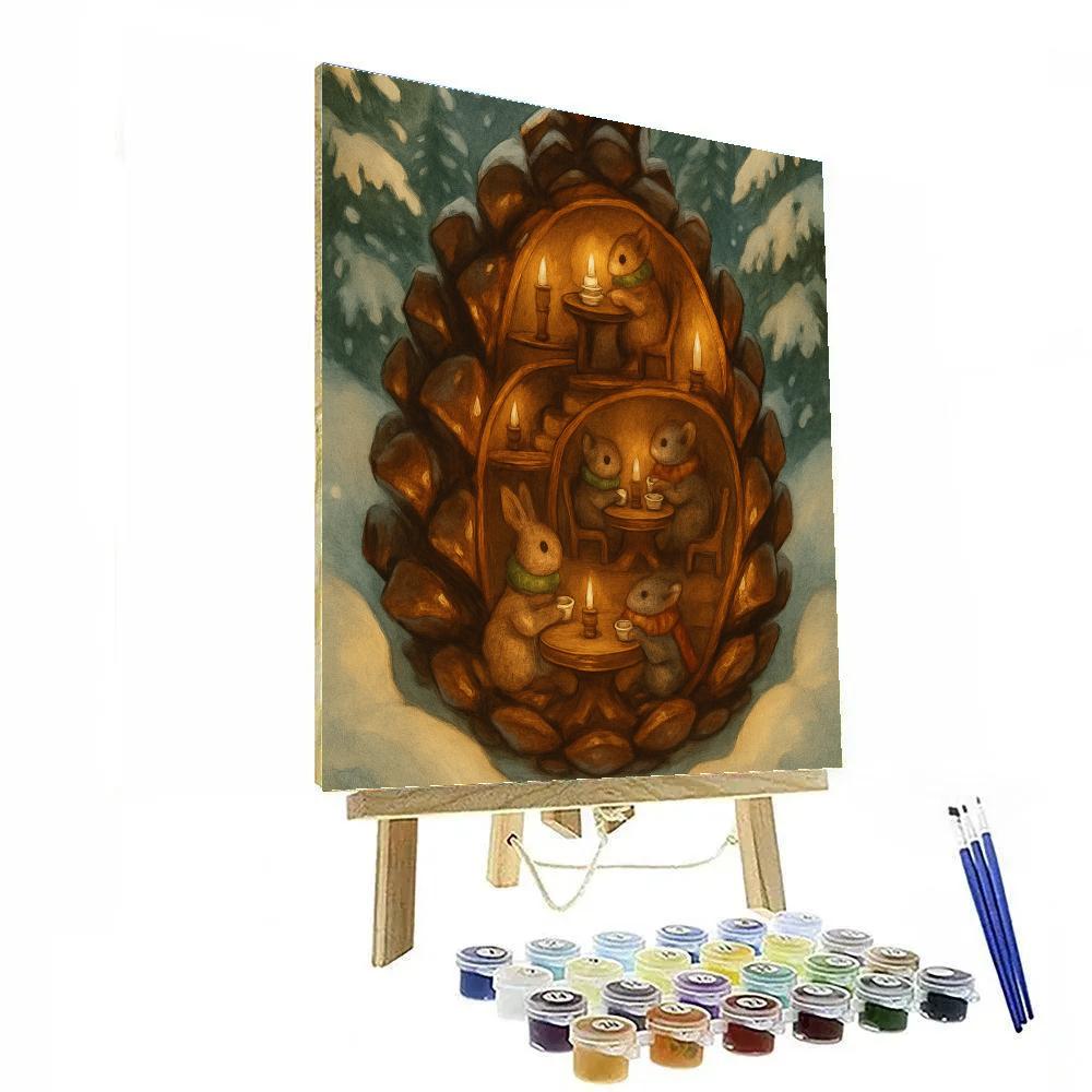 Christmas Tea Party Inside A Pinecone DIY paint by numbers