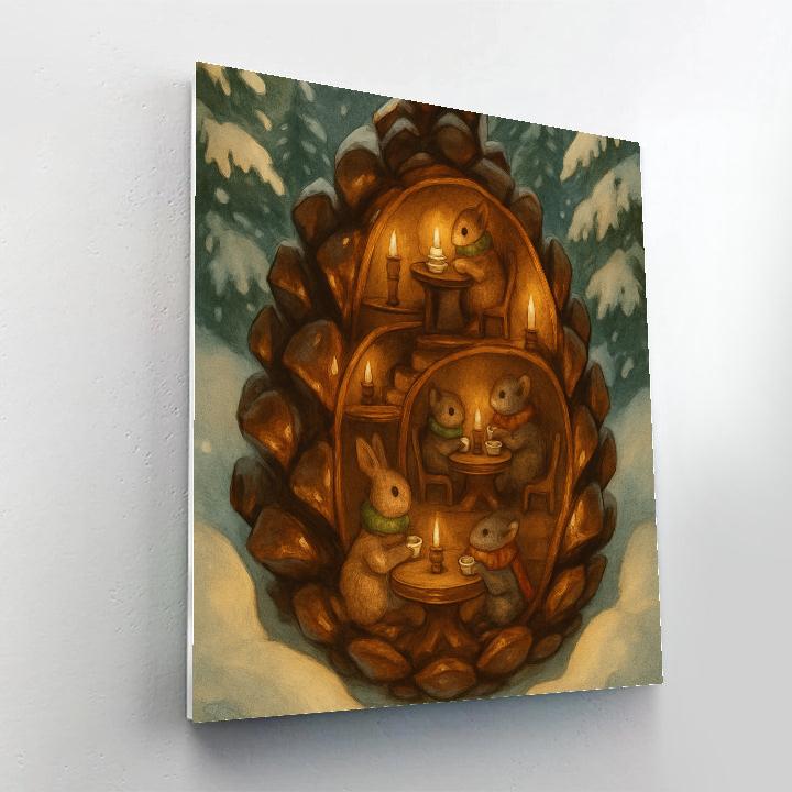 Christmas Tea Party Inside A Pinecone DIY paint by numbers
