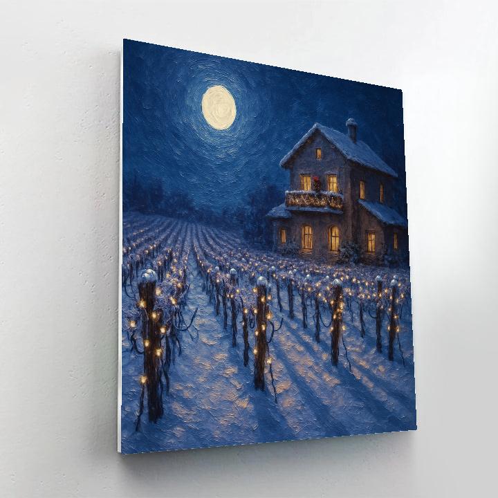 Christmas Moon Over The Snowy Vineyard Painting by numbers kit