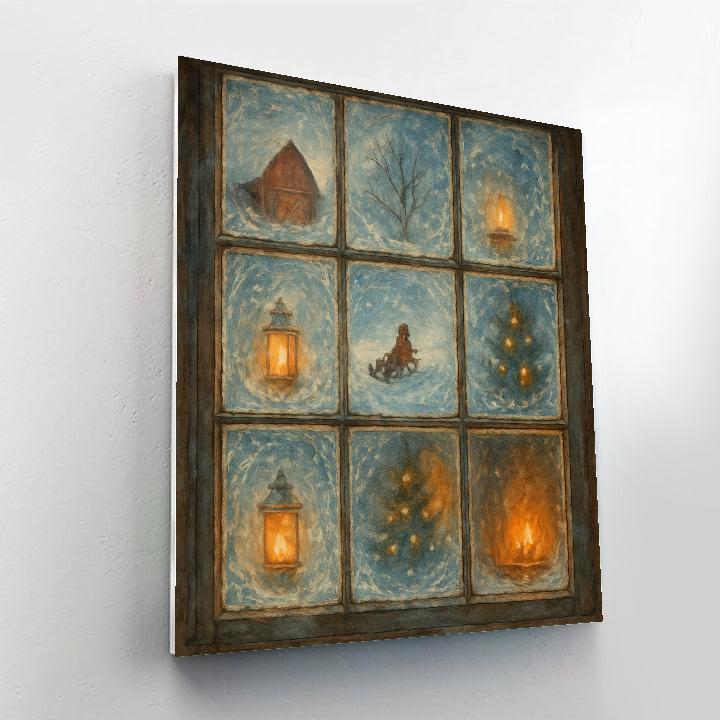 Christmas Reflections In The Frozen Windowpanes Paint by numbers kits