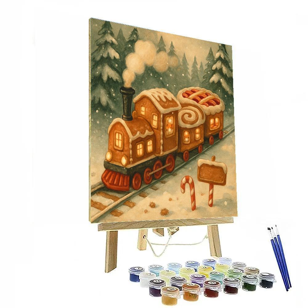 Christmas Bakery Train In The Forest Paint by numbers art