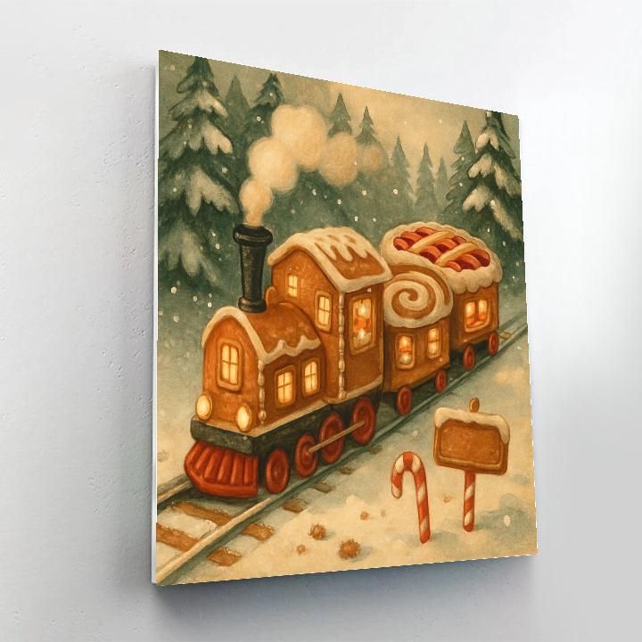 Christmas Bakery Train In The Forest Paint by numbers art