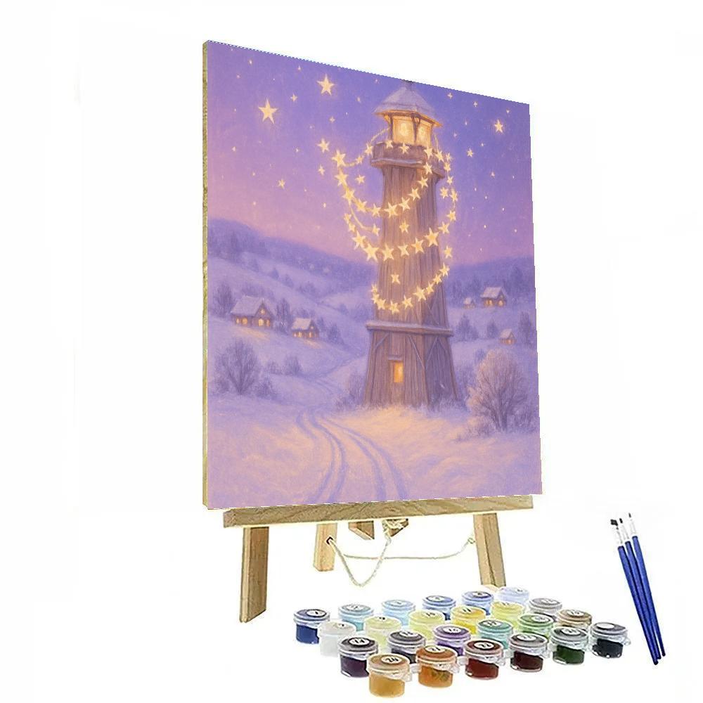 Christmas Lighthouse Of Paper Stars Paint by numbers kits