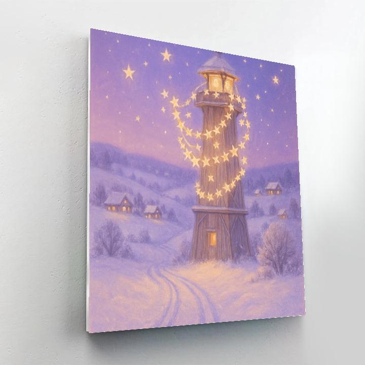 Christmas Lighthouse Of Paper Stars Paint by numbers kits