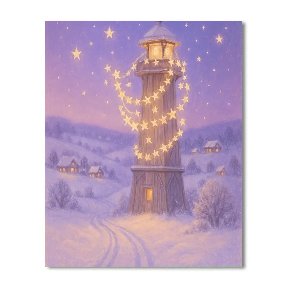 Christmas Lighthouse Of Paper Stars Paint by numbers kits
