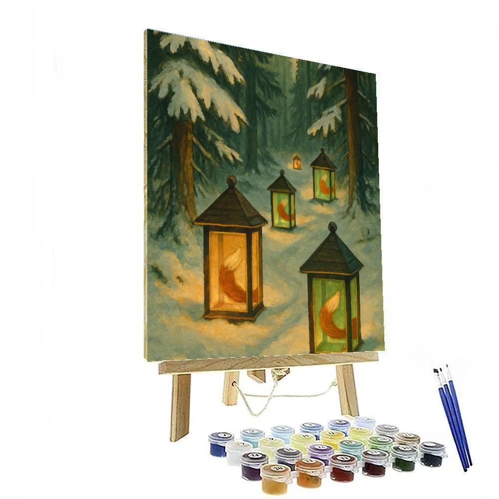 Christmas Lantern Fox Trail Painting by numbers kit