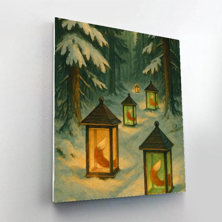 Christmas Lantern Fox Trail Painting by numbers kit