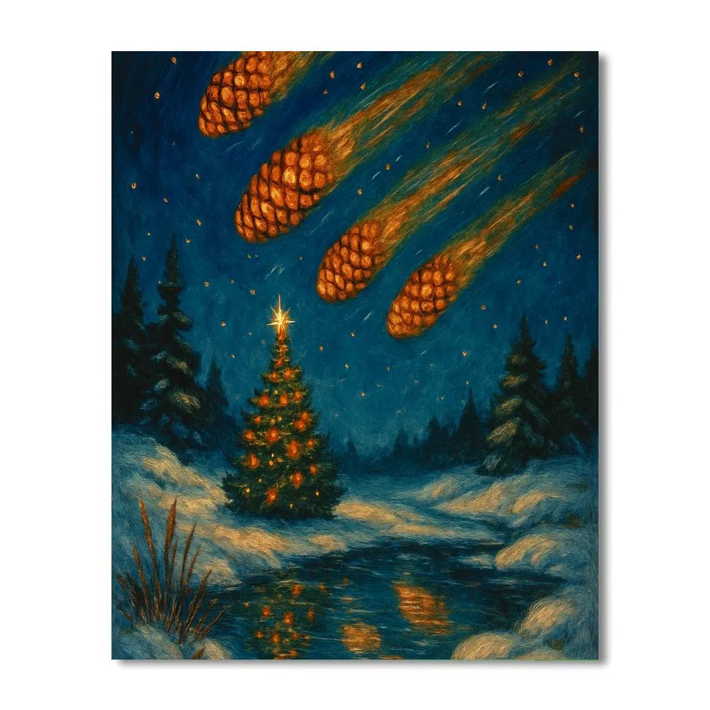 Christmas Pinecone Meteors paint by number