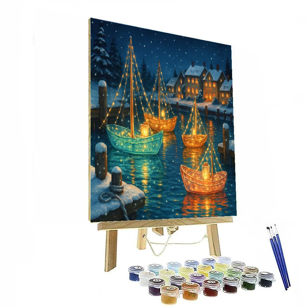 Christmas Harbor Of Glass Boats Paint by numbers kits