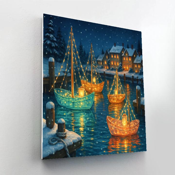 Christmas Harbor Of Glass Boats Paint by numbers kits
