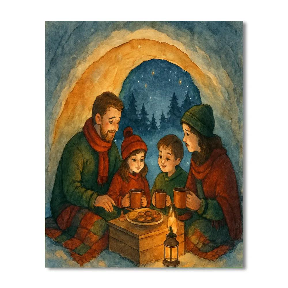 Christmas Picnic In The Snow Cave DIY paint by numbers