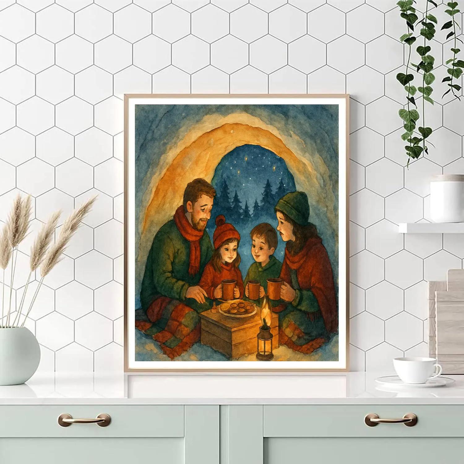 Christmas Picnic In The Snow Cave DIY paint by numbers